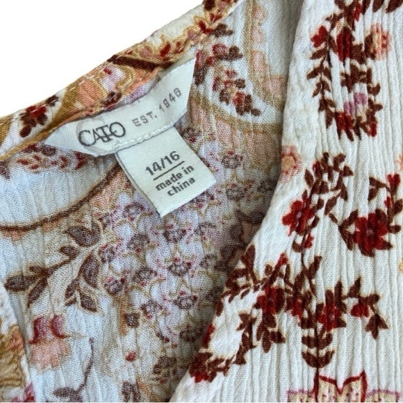 Cato Boho Peasant Style Maxi Dress Multicolor Floral Paisley Front Slits 14-16 - Picture 15 of 16